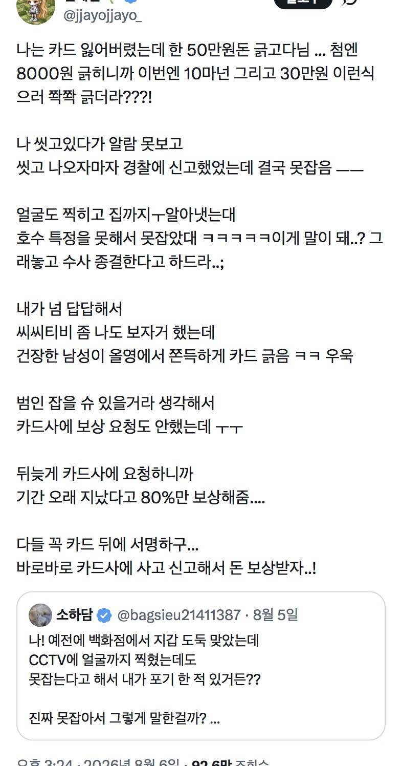 CCTV에 도둑 얼굴까지 찍혔는데도 못 잡는다 하고 카드 도난 당해서 긁고다닌 놈 집까지 알아냈는데도 못 잡는다고 함의 내용을 보여주는 이미지 관련 이미지 2