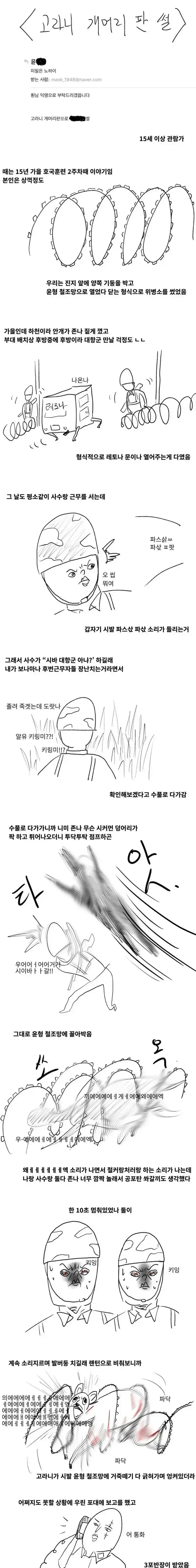개머리판으로 고라니 죽인 썰의 내용을 보여주는 이미지