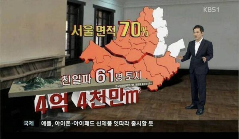 친일파 후손 61명이 가진 땅의 내용을 보여주는 이미지