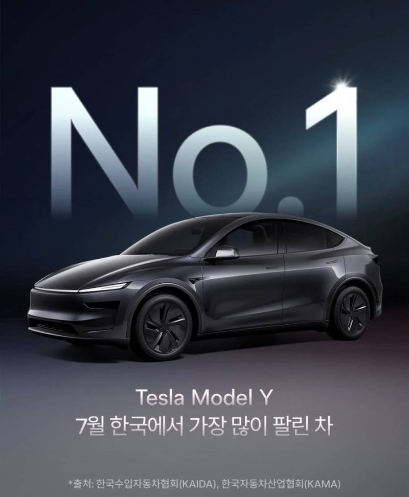 한국 7월에 가장 많이 팔린 차의 내용을 보여주는 이미지