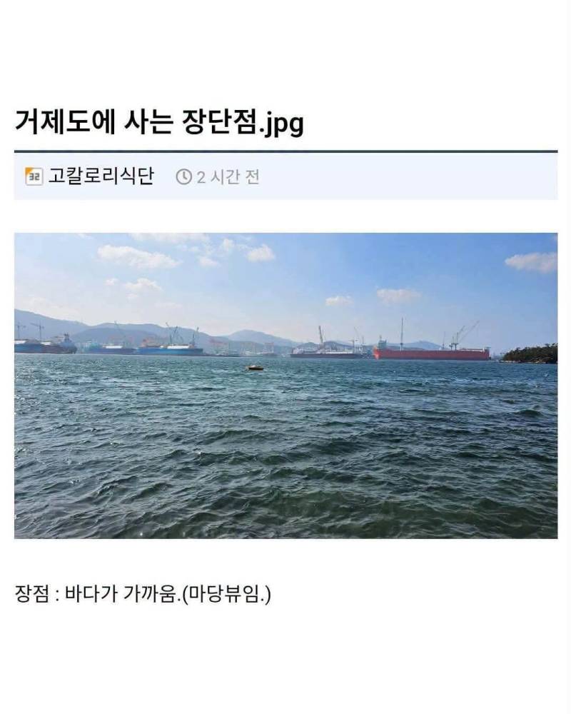 싱글벙글 거제도에 사는 장단점의 내용을 보여주는 이미지
