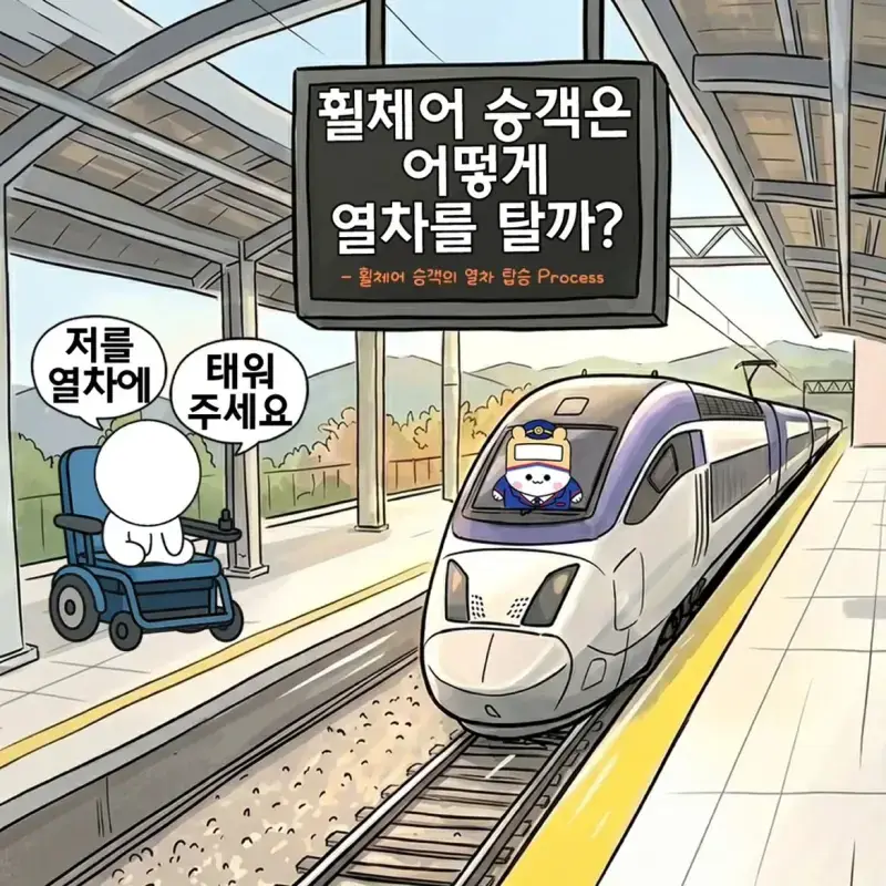 휠체어 승객이 열차 타는 방법의 내용을 보여주는 이미지