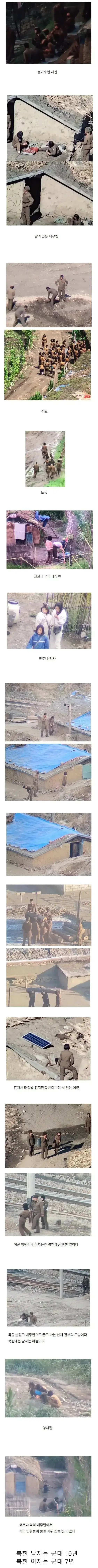 북한 여군의 실제 군생활 모습 유출본의 내용을 보여주는 이미지