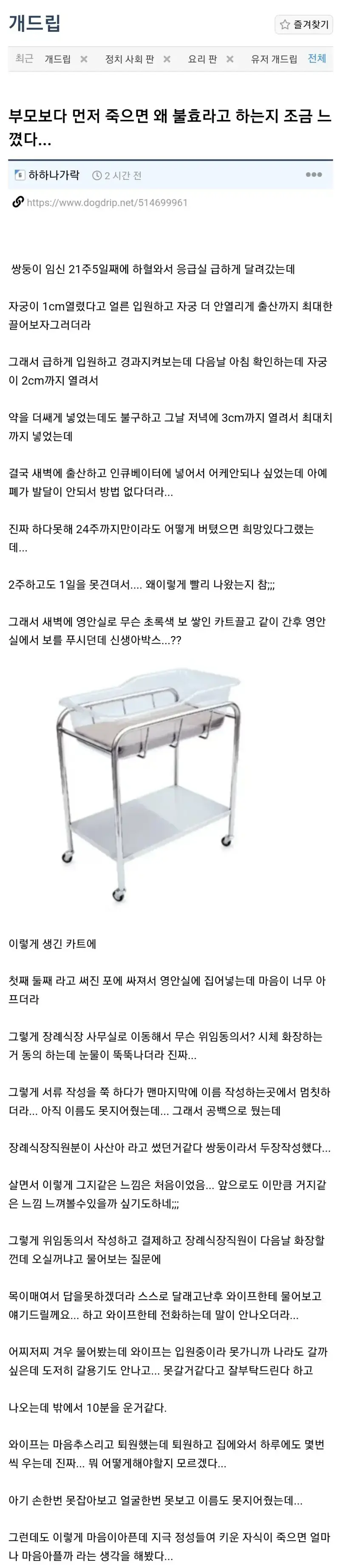 부모보다 먼저 죽으면 왜 불효인지 느꼈다의 내용을 보여주는 이미지
