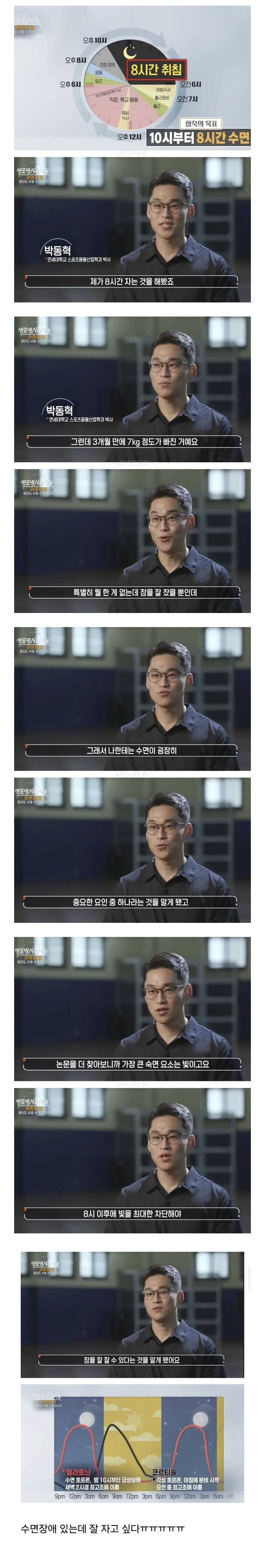8시간 자고 7kg 감량한 남자의 내용을 보여주는 이미지