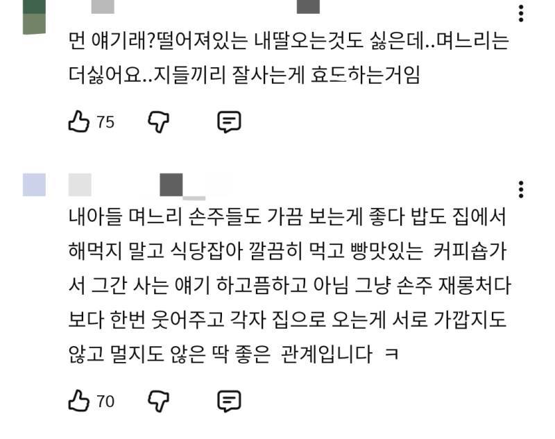 며느리, 사위가 집에 오는 걸 원하지 않는 어머니들의 내용을 보여주는 이미지 관련 이미지 5