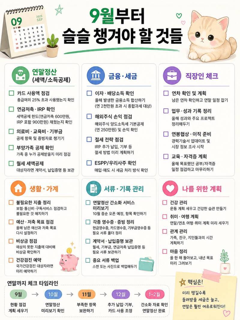 9월부터 슬슬 챙겨야 할 것들의 내용을 보여주는 이미지