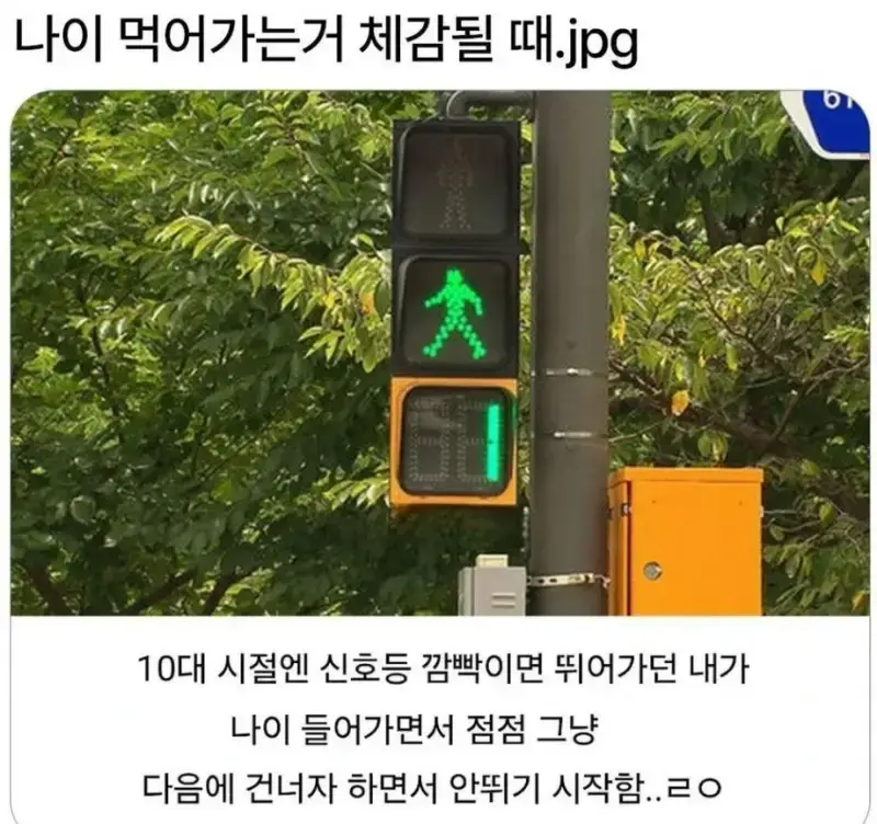 나이 먹어가는거 체감될 때의 내용을 보여주는 이미지