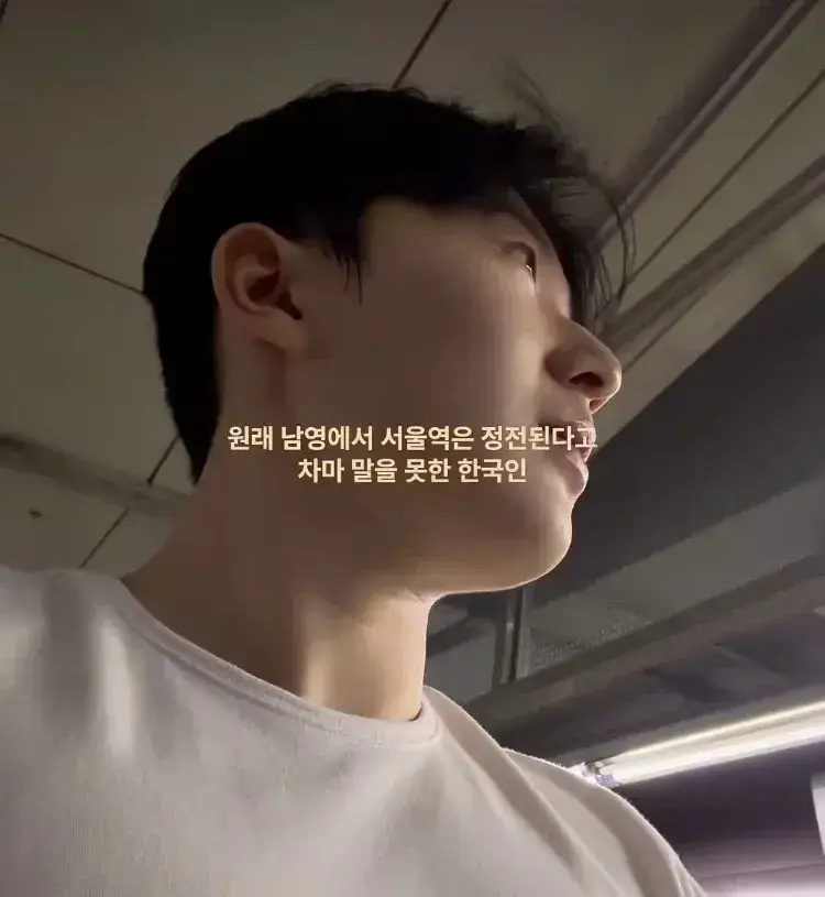 ??? : 노을보라고 일부러 전철 조명을 꺼주다니 한국은 정말 낭만적이야..