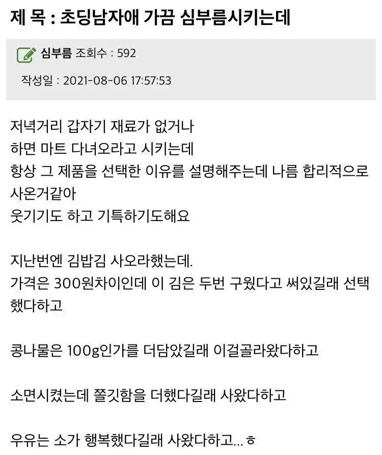 초딩 아들 심부름 시키면 벌어지는 일 ㅋㅋ의 내용을 보여주는 이미지