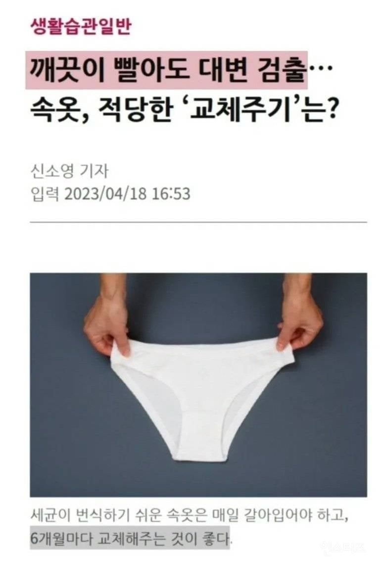 속옷 6개월마다 교체해주세요의 내용을 보여주는 이미지 관련 이미지 2