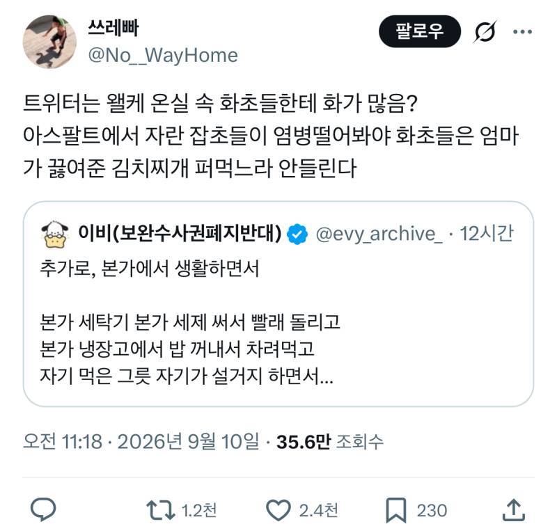 왤케 온실 속 화초들한테 화가 많음? 아스팔트에서 자란 잡초들이 염병떨어봐야의 내용을 보여주는 이미지 관련 이미지 4