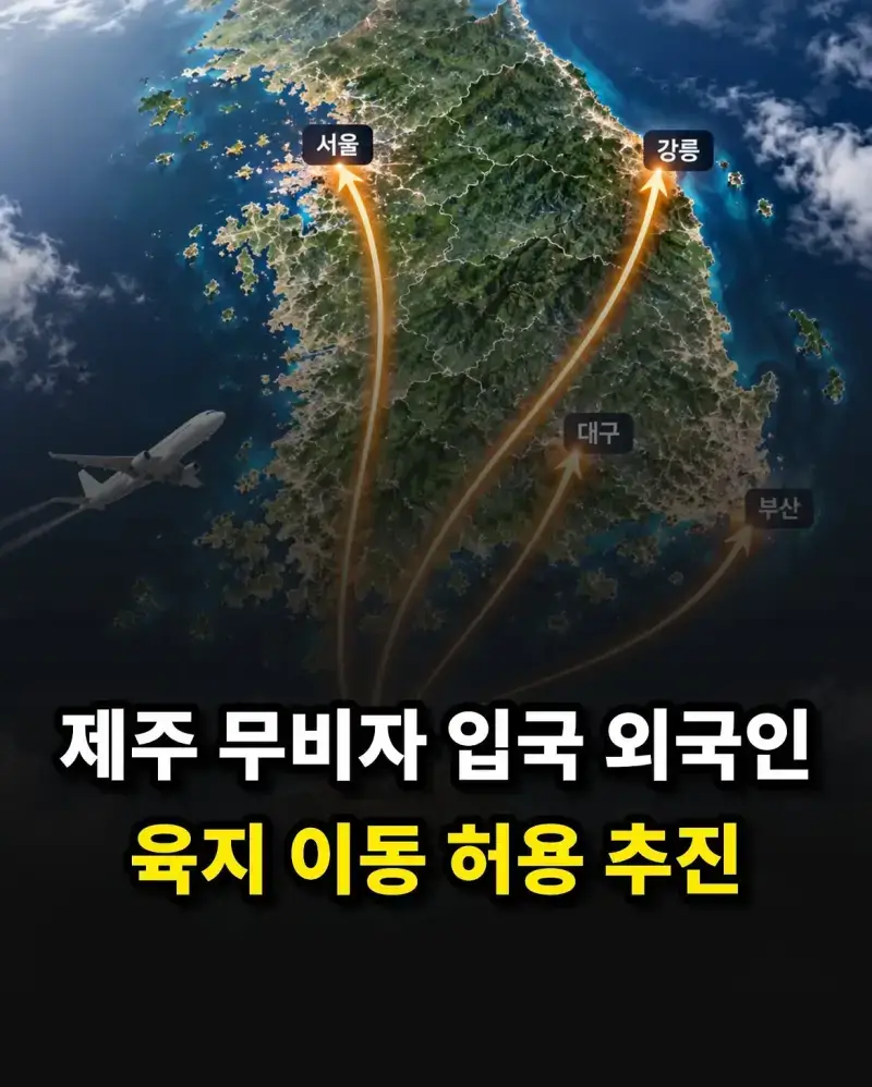 제주 무비자 입국 외국인, 육지 이동 허용 추진의 내용을 보여주는 이미지
