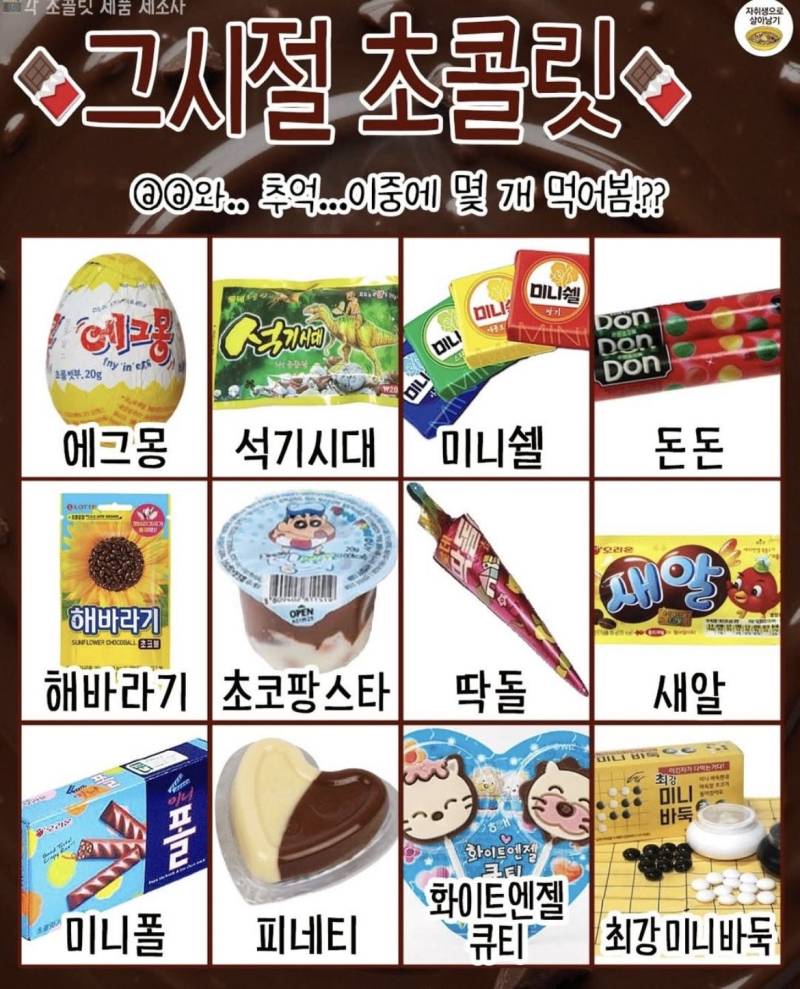 추억의 초콜릿들의 내용을 보여주는 이미지