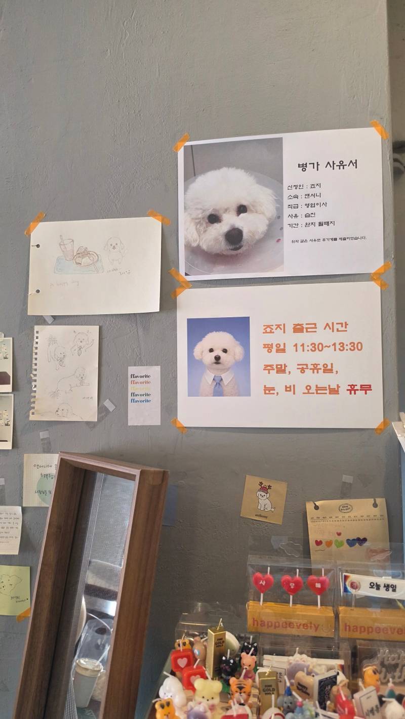 카페 영업이사님의 병가 사유의 내용을 보여주는 이미지