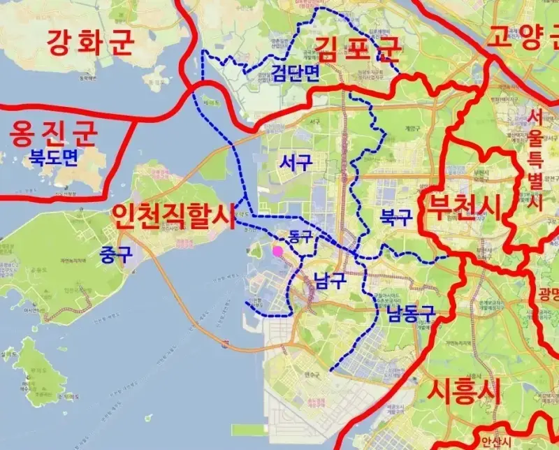 31년에 걸쳐 동서남북을 없앤 인천시의 내용을 보여주는 이미지
