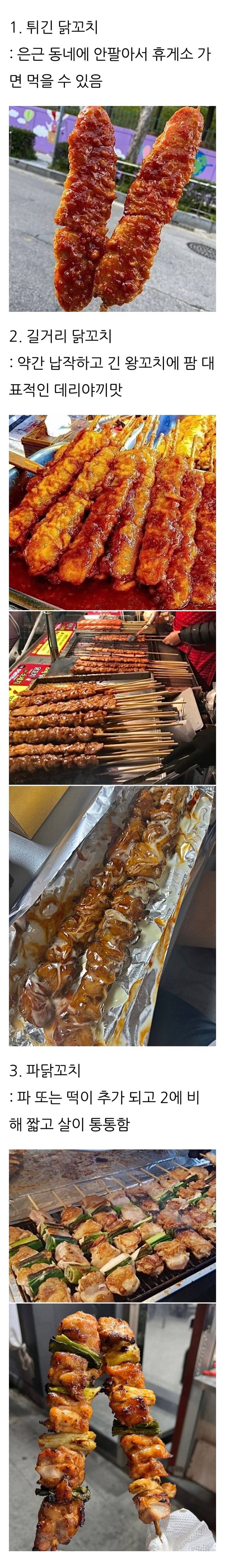 취향에 따라 갈린다는 닭꼬치 유형의 내용을 보여주는 이미지