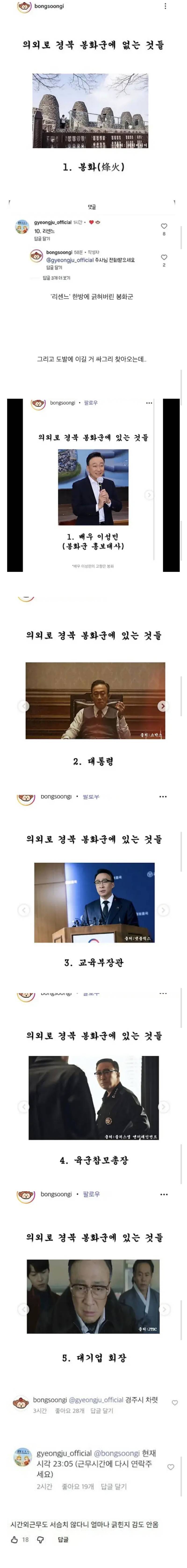 경주시에 긁혀버린 봉화군의 폭주의 내용을 보여주는 이미지