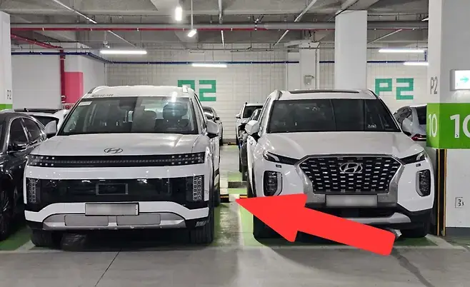 주차장 크기에 비해 늘어가는 국산 대형 suv의 내용을 보여주는 이미지 관련 이미지 3