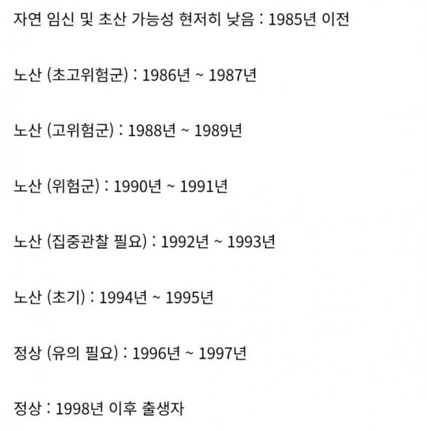 2026년 기준 노산나이 (95부터 해당)의 내용을 보여주는 이미지 관련 이미지 2