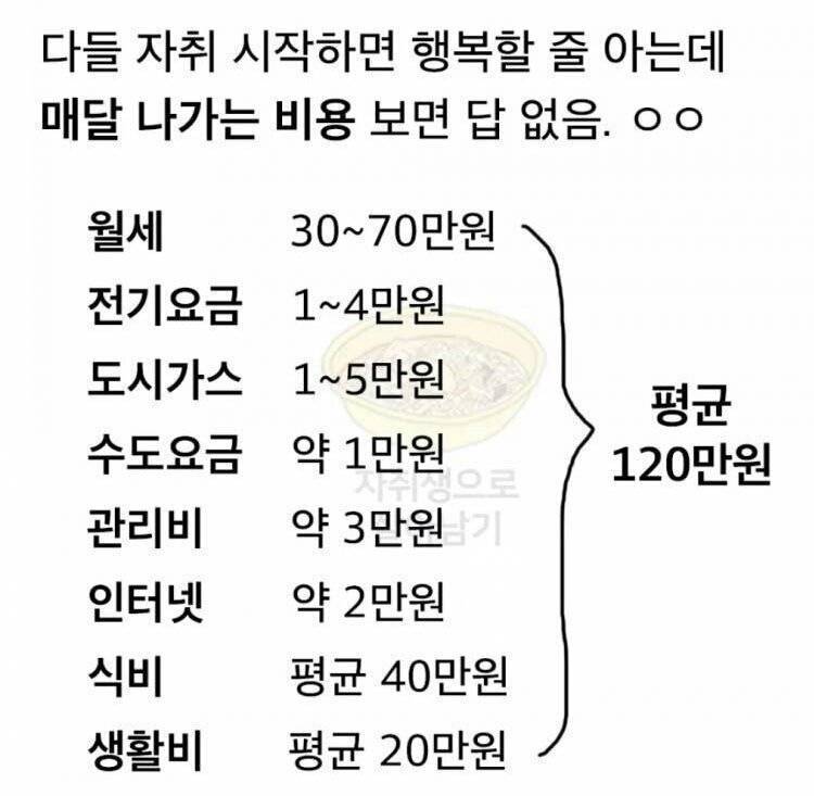 사회초년생 자취 환상의 실체의 내용을 보여주는 이미지 관련 이미지 2
