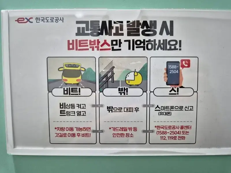 고속도로 사고시 대처요령의 내용을 보여주는 이미지