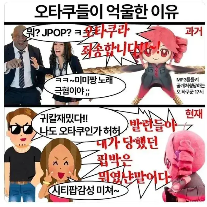 요즘 젊은 세대는 잘 모른다는 오타쿠 취급의 내용을 보여주는 이미지