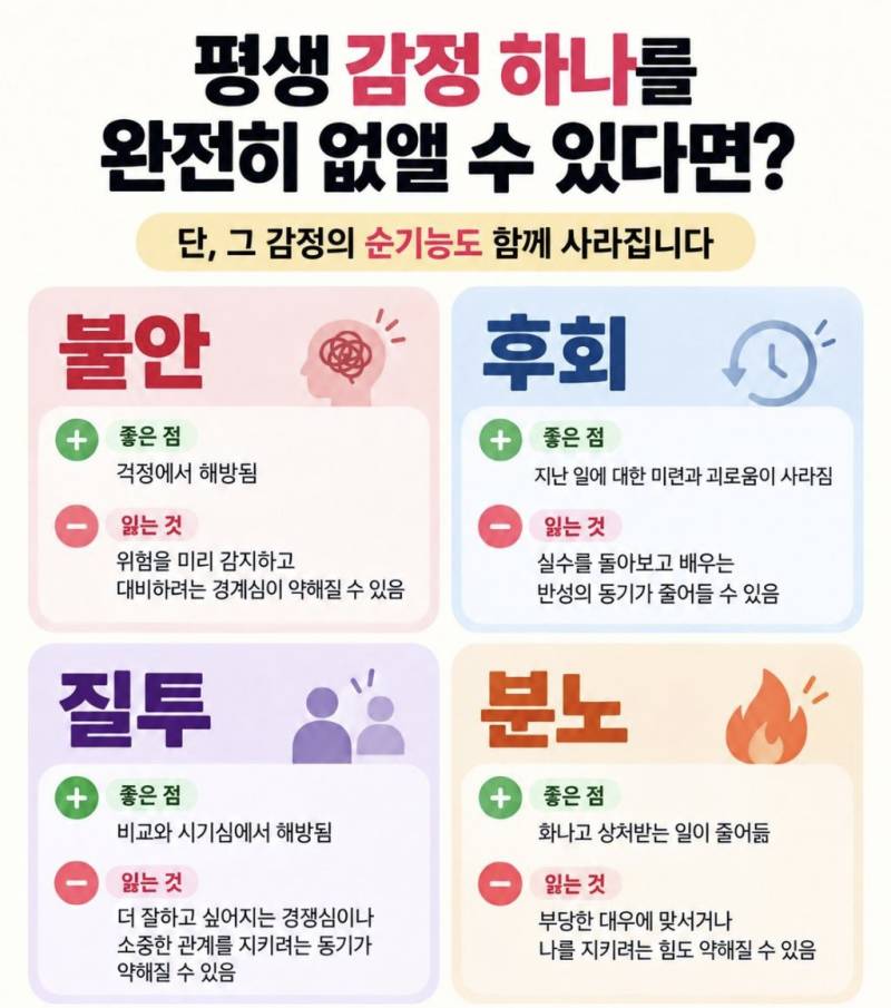평생 감정 하나를 완전히 없앨 수 있다면?의 내용을 보여주는 이미지