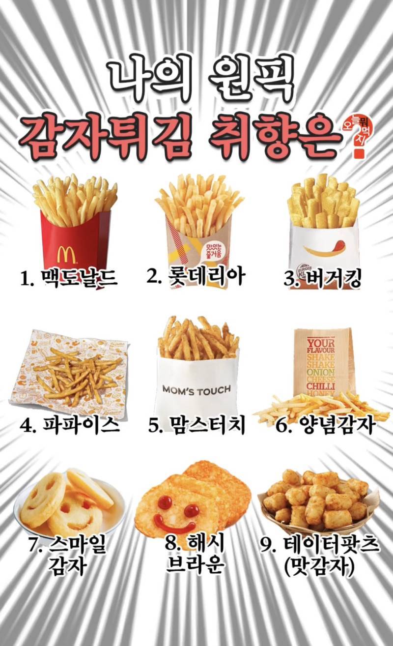 나의 감자튀김 취향 알아보기의 내용을 보여주는 이미지