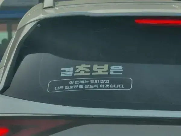 초보운전 스티커 중 최고의 내용을 보여주는 이미지