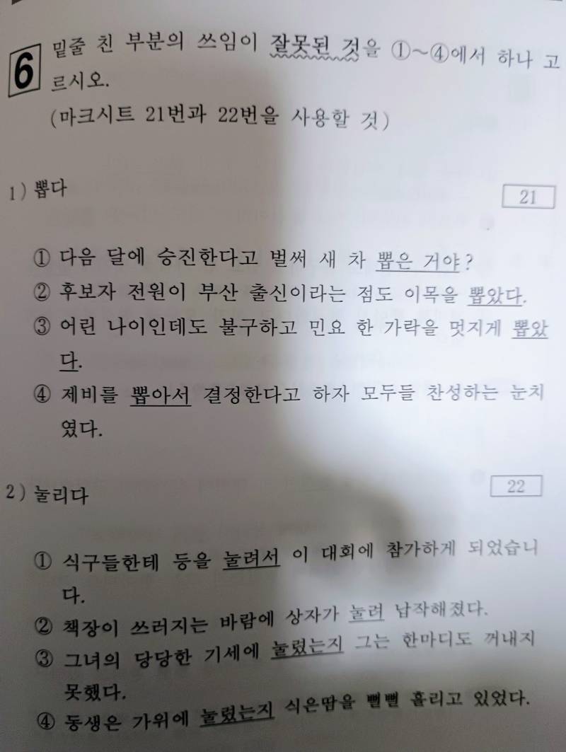 한글 검정 1급(한검 1급)의 문제의 내용을 보여주는 이미지 관련 이미지 2