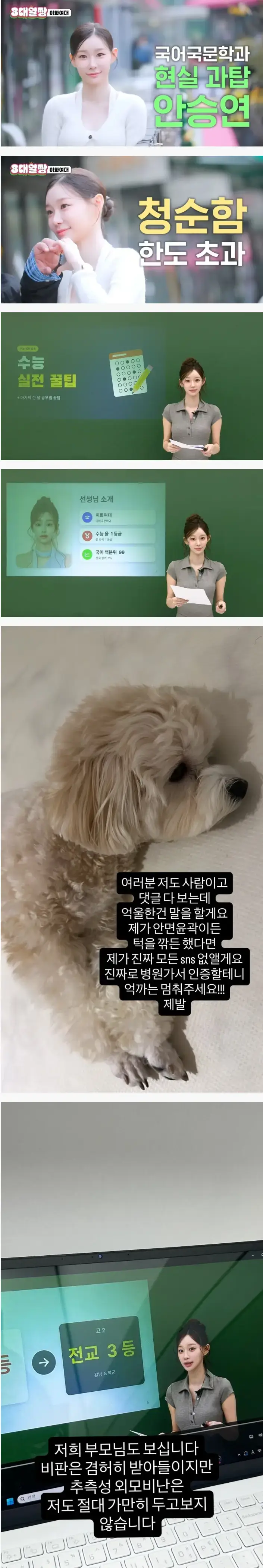 악플로 고통받고 있는 국어쌤의 내용을 보여주는 이미지