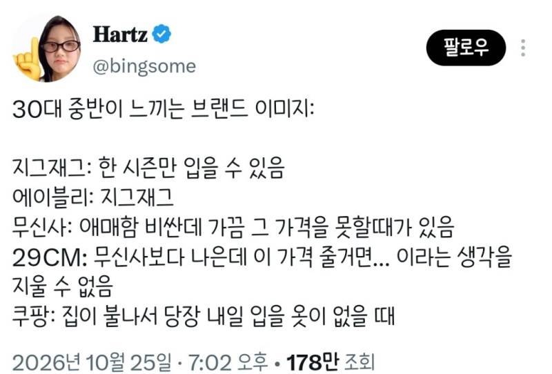 30대 중반이 느끼는 브랜드 이미지의 내용을 보여주는 이미지