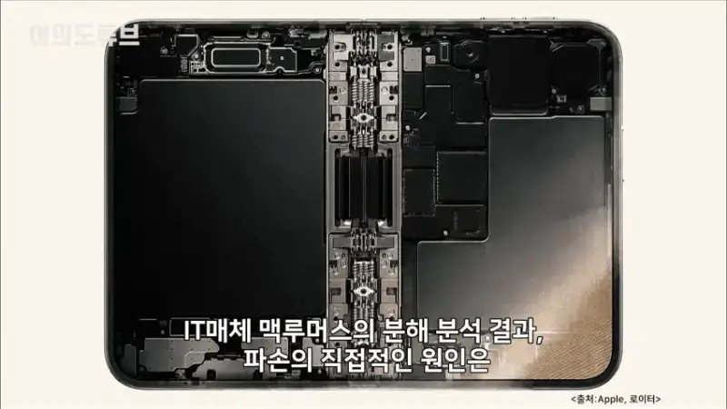 아이폰 듀오 크랙 원인을 힌지 설계 미스로 추정중인 이유의 내용을 보여주는 이미지 관련 이미지 20