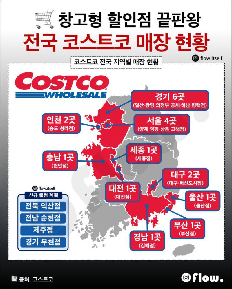 전국 코스트코 매장 현황의 내용을 보여주는 이미지