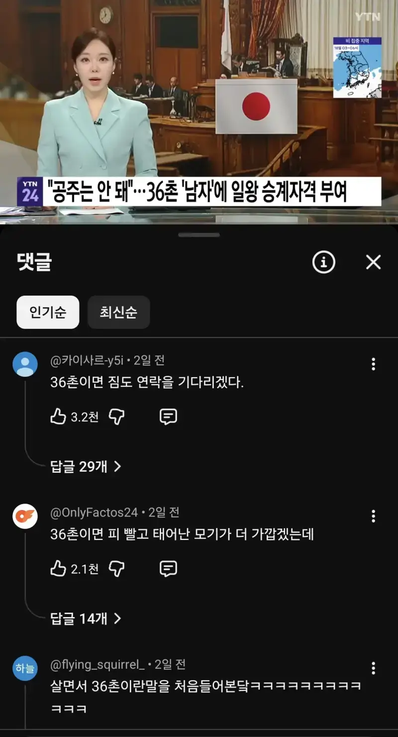"공주는 안 돼"... 36촌 '남자'에 일왕 승계자격 부여의 내용을 보여주는 이미지