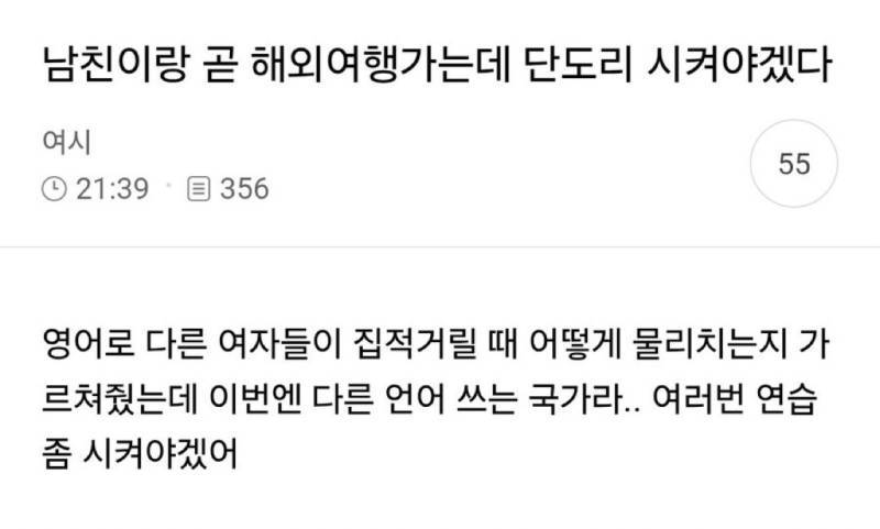 남친이랑 곧 해외여행가는데 단도리 시켜야겠다의 내용을 보여주는 이미지