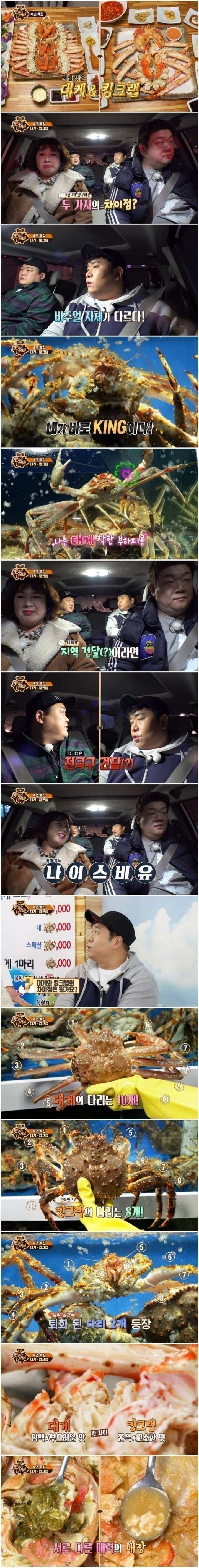 대게와 킹크랩의 차이점의 내용을 보여주는 이미지
