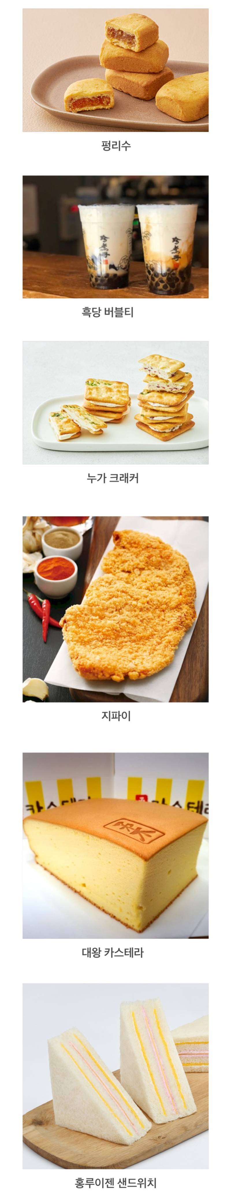 대만 대표 간식들의 내용을 보여주는 이미지