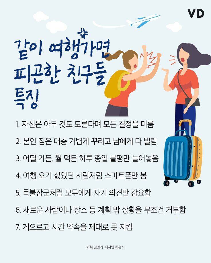 같이 여행가면 피곤한 친구들 특징의 내용을 보여주는 이미지