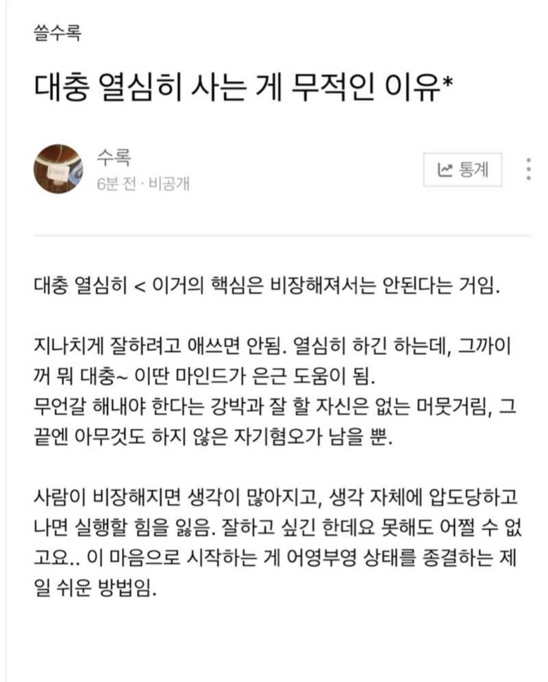 대충 열심히 사는게 무적인 이유의 내용을 보여주는 이미지