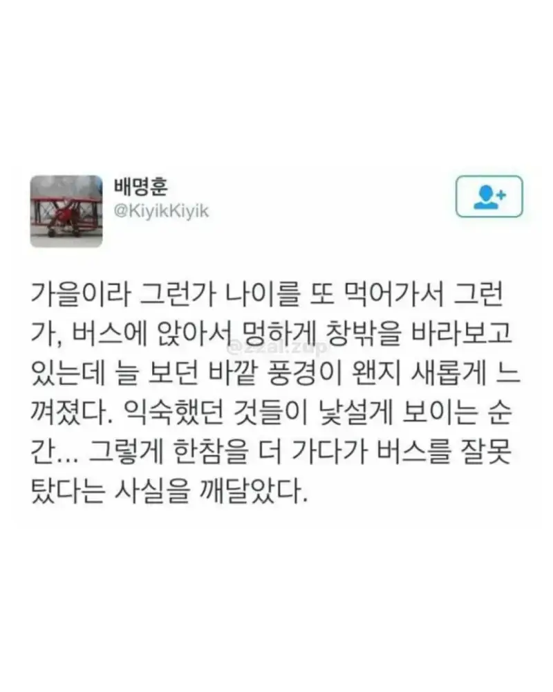 나이먹을수록 버스 밖 풍경이 낯설게 보이는 이유의 내용을 보여주는 이미지