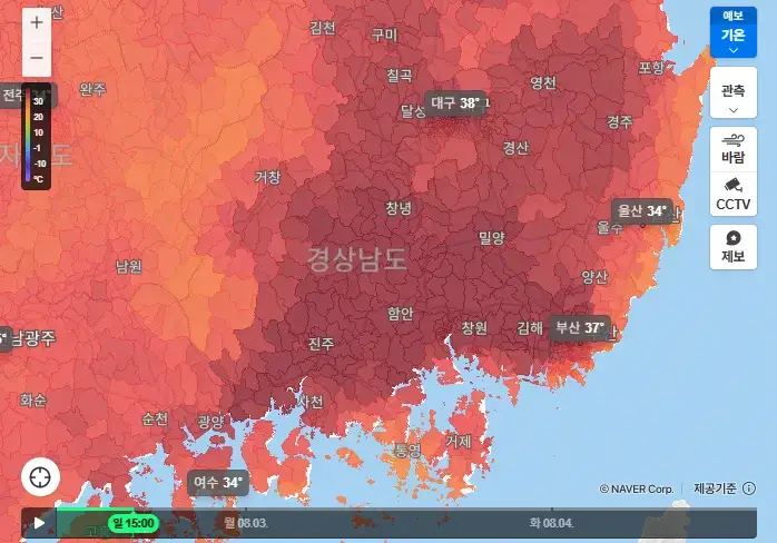 경상남도 폭염지도의 내용을 보여주는 이미지 관련 이미지 2