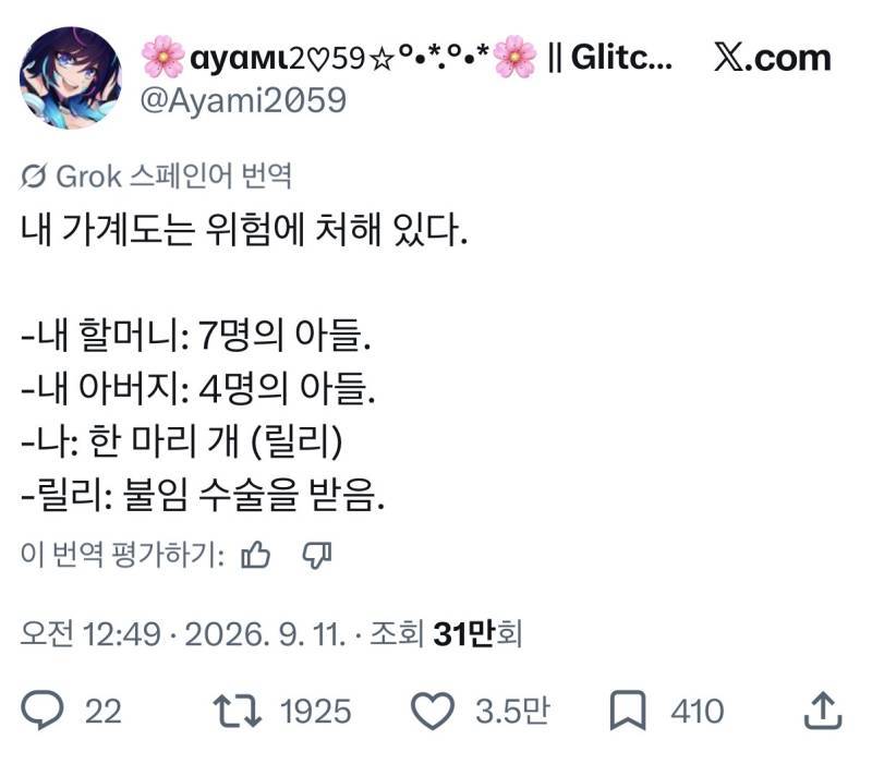 내 가계도는 위험에 처해 있다.의 내용을 보여주는 이미지