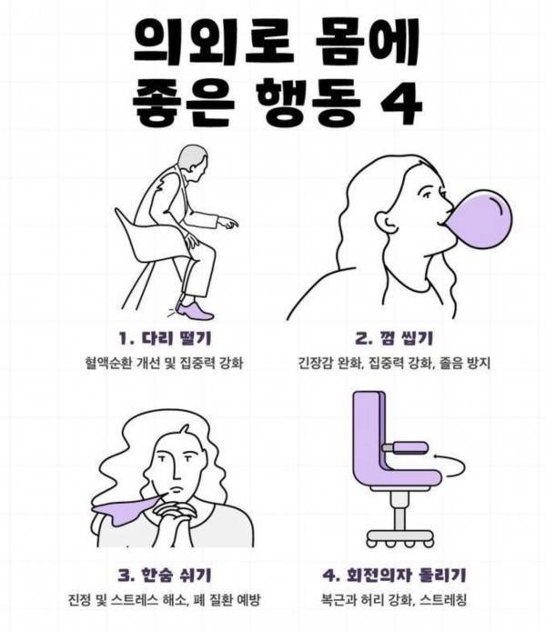 의외로 몸에 좋은 행동 4의 내용을 보여주는 이미지