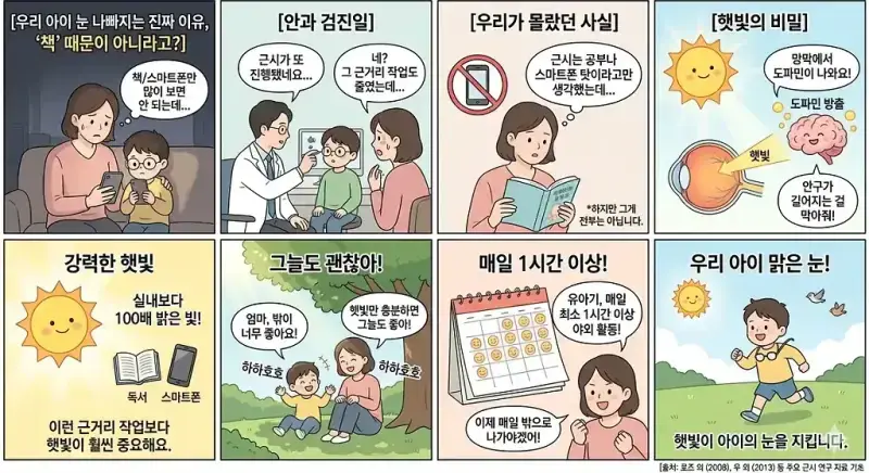 잘 안 알려진 유아기 근시 예방법의 내용을 보여주는 이미지